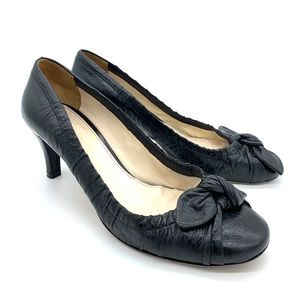Prada Black Crinkled Leather Pumps